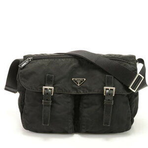 Prada Tessuto leather shoulder bag triangle logo business ERE